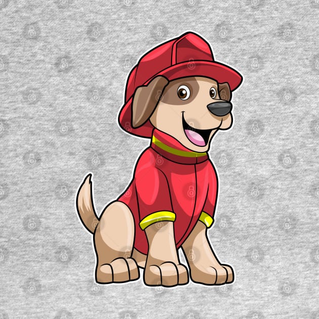 Dog as Firefighter with Fire helmet by Markus Schnabel